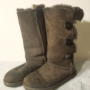 Ugg Tall Brown Button Boots Size 8